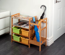 Load image into Gallery viewer, Beauty Panda® Teak Wood 4 Tier Shoe Rack Bench, Premium Shoe Organizer or Entryway Bench, Perfect for Shoe Cubby, Entry Bench, or Living Room (SH04)
