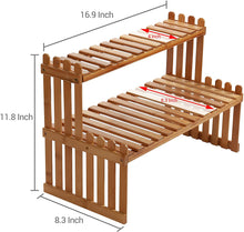 Load image into Gallery viewer, BeautyPanda 2 Tire Teak Woos Desktop Shelf Organizer, Adjustable Shelves Storage Rack for Desk, Expandable Wooden Display Stand Shelf, Art Office Supplies Decor (DT1)
