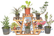 Load image into Gallery viewer, Beauty Panda Teak Wood Indoor/Outdoor Plant Stand for Home Garden Balcony Living Room Decor (114S)

