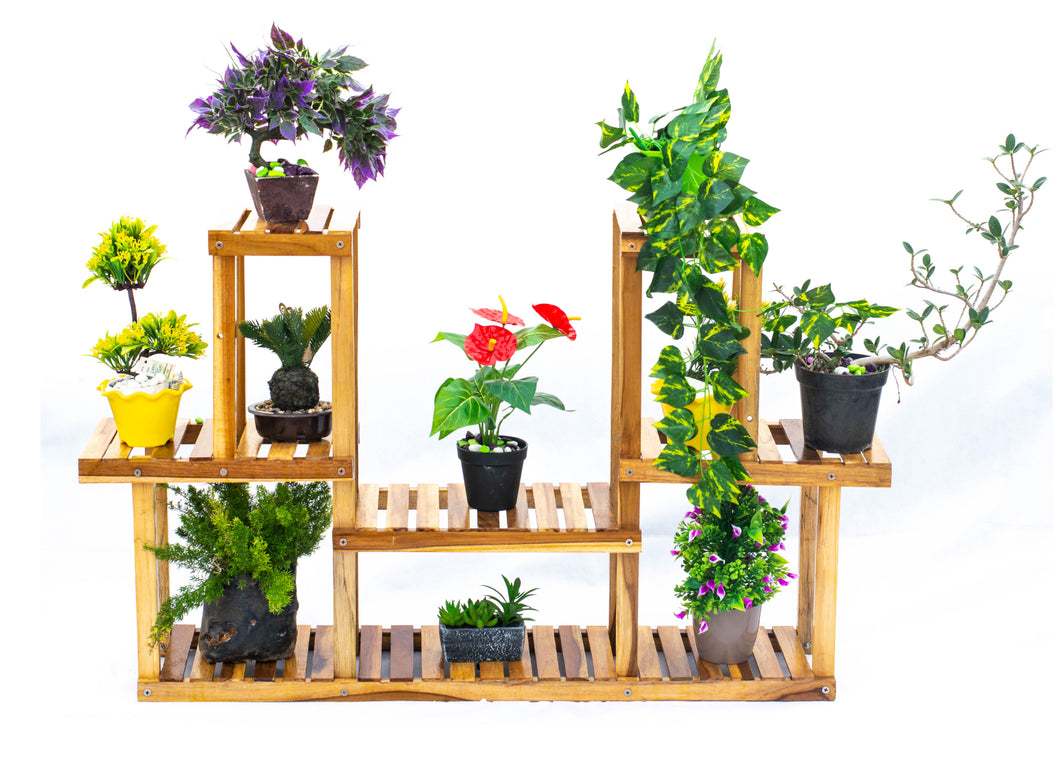 Beauty Panda Teak Wood Indoor/Outdoor Plant Stand for Home Garden Balcony Living Room Decor (RL105)