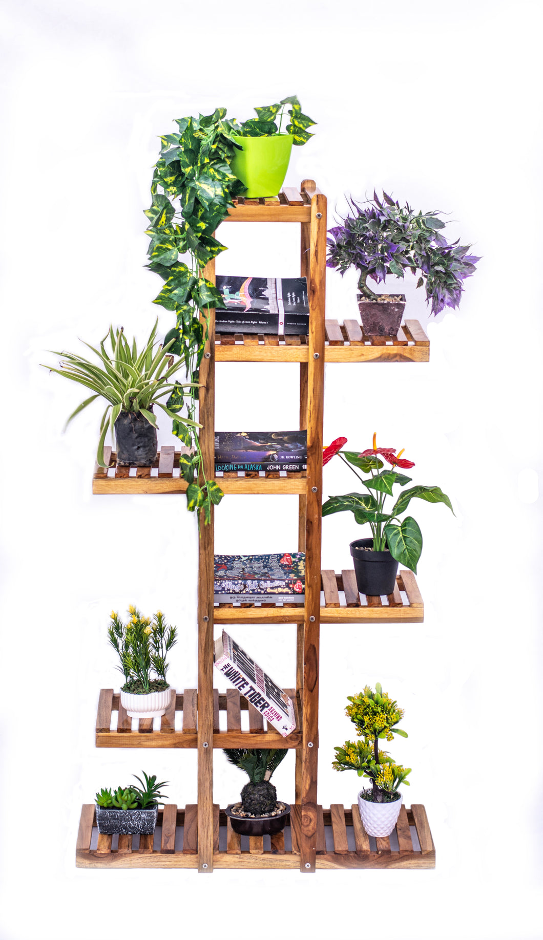 Beauty Panda Teak Wood Indoor/Outdoor Plant Stand for Home Garden Balcony Living Room Decor (114M)