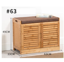Load image into Gallery viewer, Beauty Panda 2 tire wooden shoe rack with door and seat, Teak Wood Shoe Cabinet, Free Standing Shoe Shelf Organizer Storage with Doors Home Entryway Hallway Office Bedroom (SH63D)
