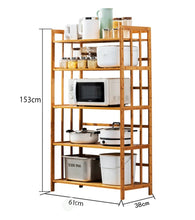 Load image into Gallery viewer, Beauty Panda® Teak Wood 5 Tire Multipurpose Stand for Kitchen Storage, Microwave &amp; OTG Oven Rack, Shoe Rack, Office Organizer, Bookshelf Utensil Kitchen Rack (KT05)
