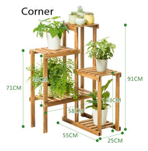 Load image into Gallery viewer, Beauty Panda Teak Wood Indoor/Outdoor Plant Stand for Home Garden Balcony Living Room Decor (CORNERL)
