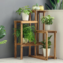 Load image into Gallery viewer, Beauty Panda Teak Wood Indoor/Outdoor Plant Stand for Home Garden Balcony Living Room Decor (CORNERL)

