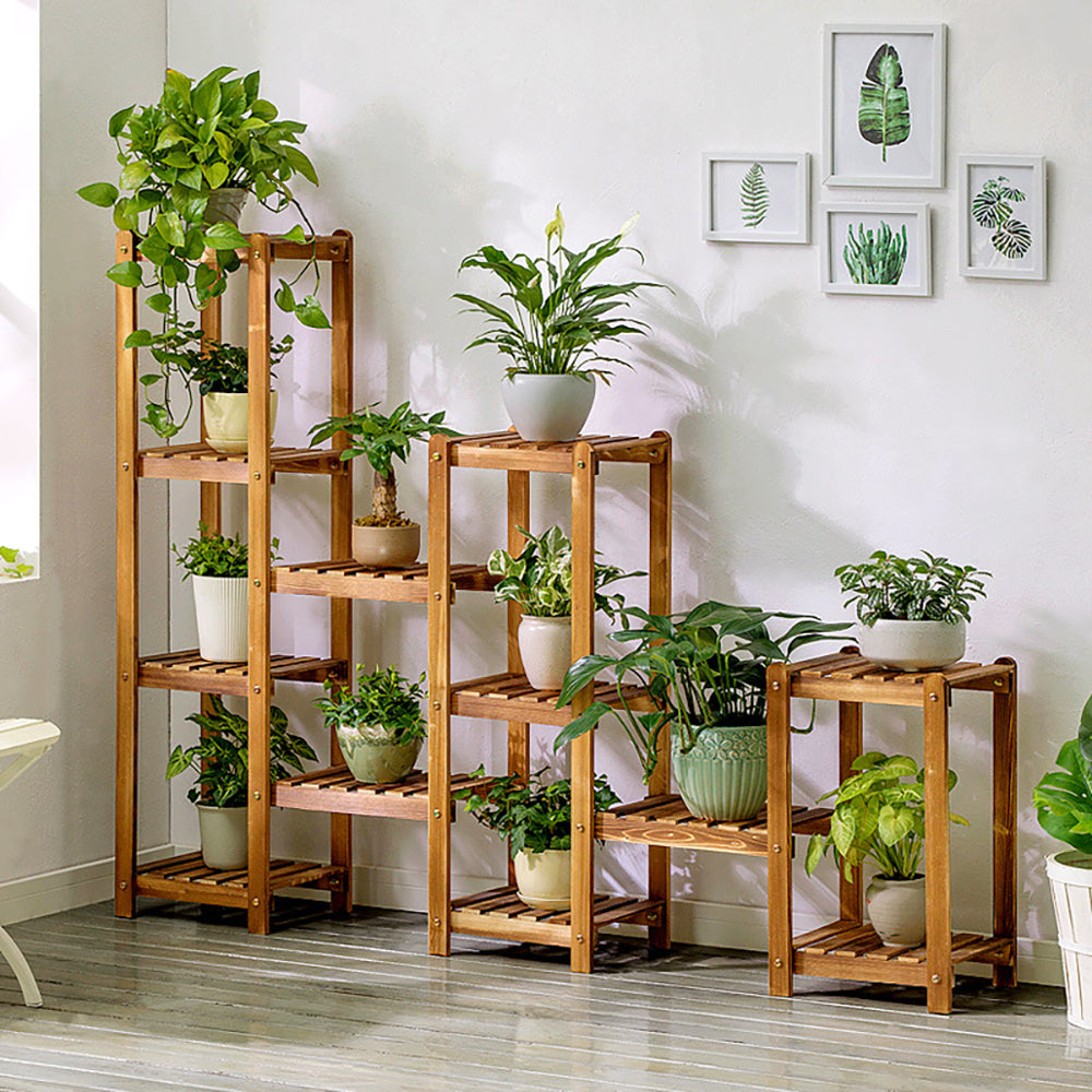 Beauty Panda Teak Wood Indoor/Outdoor Plant Stand for Home Garden Balcony Living Room Decor (TK005)