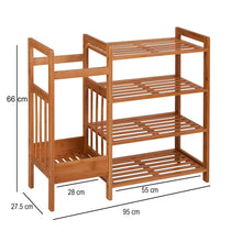 Load image into Gallery viewer, Beauty Panda® Teak Wood 4 Tier Shoe Rack Bench, Premium Shoe Organizer or Entryway Bench, Perfect for Shoe Cubby, Entry Bench, or Living Room (SH04)
