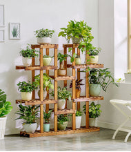 Load image into Gallery viewer, Beauty Panda® Teak Wood Multipurpose Plant Stand Indoor Outdoor Planter Display Shelving (007)
