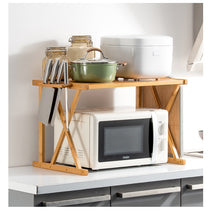 Load image into Gallery viewer, Beauty Panda Teak Wood Spice Rack Organizer - Multipurpose Stand for Kitchen Storage, Microwave &amp; OTG Oven Rack, - 1 Tier Spice Shelf - Stackable Free Standing Space Saving Spice Rack for Countertop , Kitchen (SP11)
