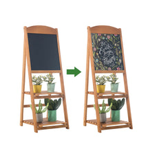 Load image into Gallery viewer, Beauty Panda Teak Wood Chalkboard Sign Free Standing Chalkboard Easel/Sturdy Sidewalk Sign Sandwich Board/Outdoor with Plant Stand and Chalk Board for Weddings &amp; More! (EAS3)
