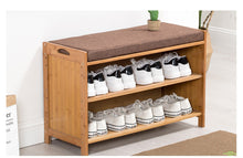 Load image into Gallery viewer, Beauty Panda 2 tire wooden shoe rack with seat, Teak Wood Shoe Cabinet, Free Standing Shoe Shelf Organizer Storage with Seat Home Entryway Hallway Office Bedroom (SH77)
